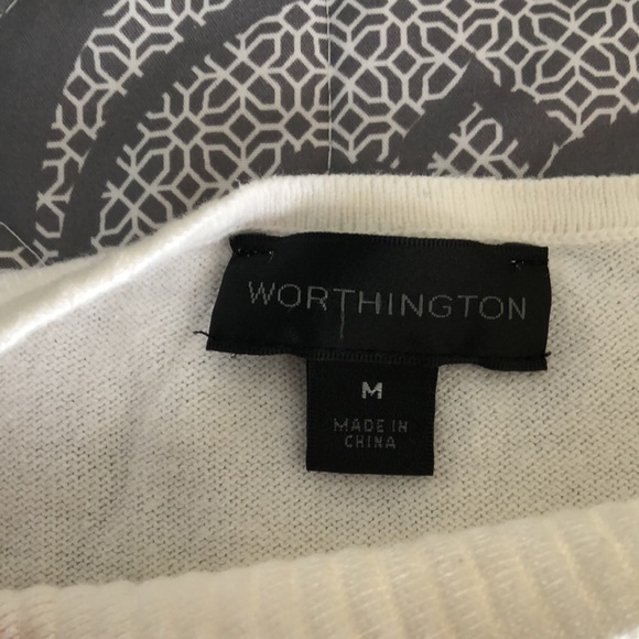 Cream Colored Cotton Rayon mix Knit 3/4 Sleeve with Boat Neck Worthington - Picture 4 of 8